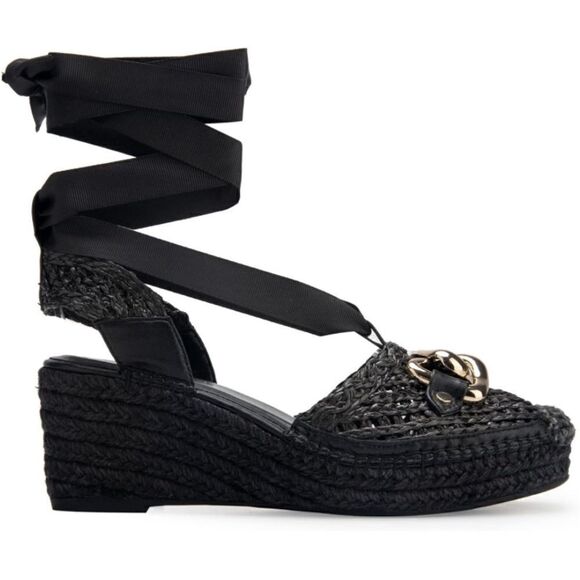 Aerosoles Scarlett Raffia Espadrille Wedge Sandal Ribbon Ankle Wrap Strap - Picture 3 of 15